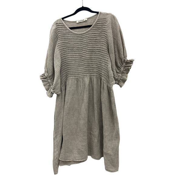 Three Bird Nest Grey Cotton Gauze oversized babydoll dress size medium - Picture 2 of 5